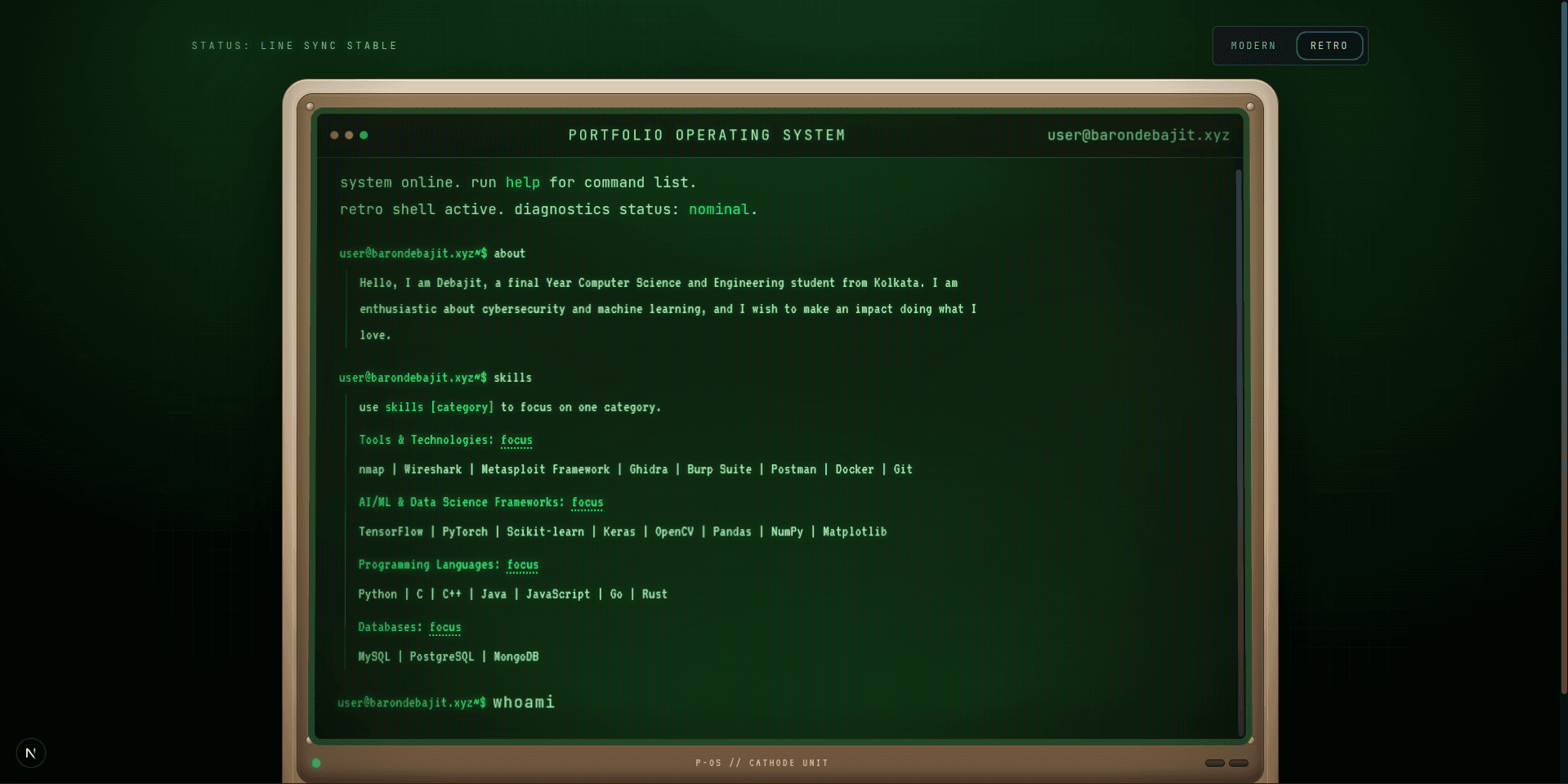 Terminal Style Portfolio screenshot 2
